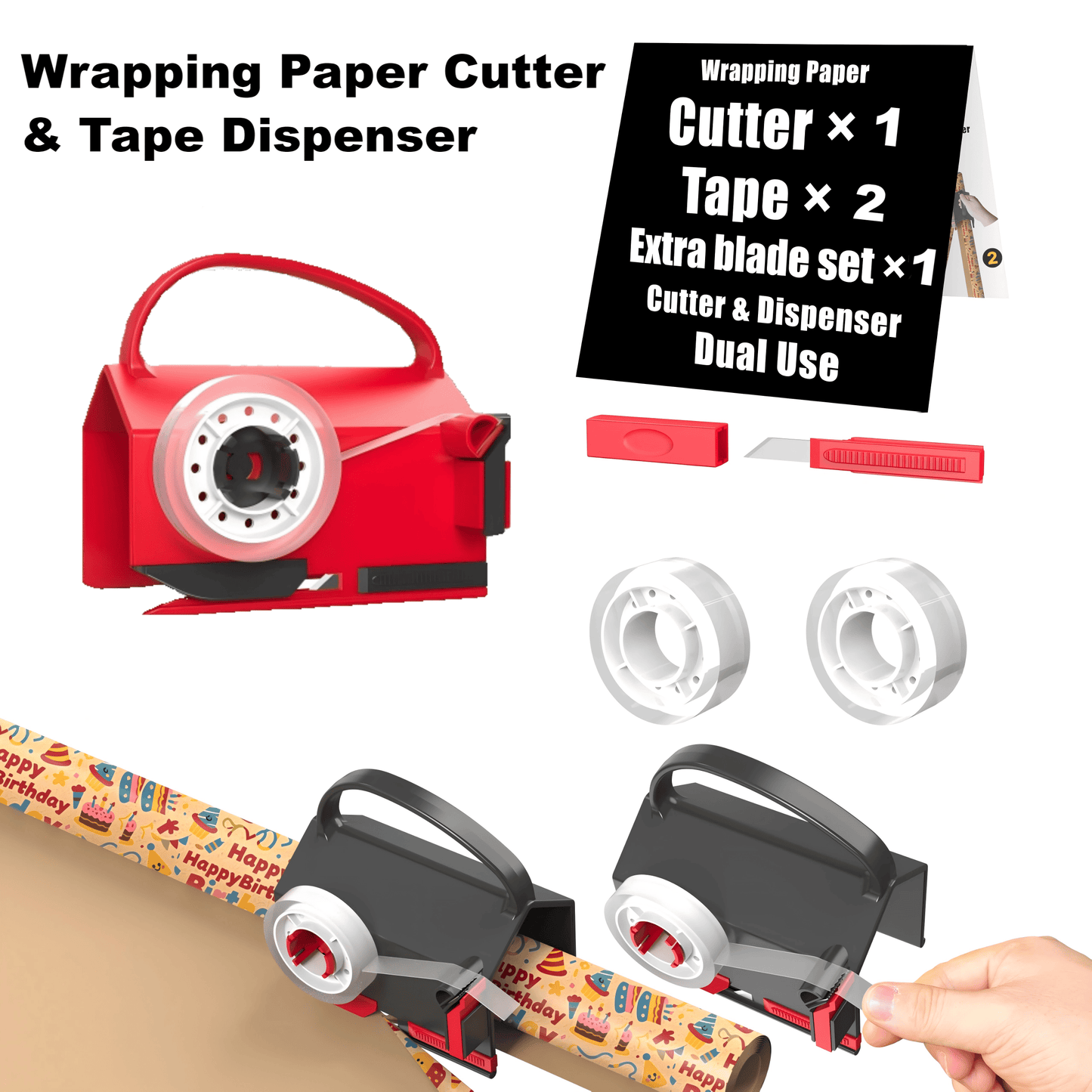 🎅Christmas Pre Sale - 49% OFF🎁Wrapping Paper Cutter & Tape Dispenser
