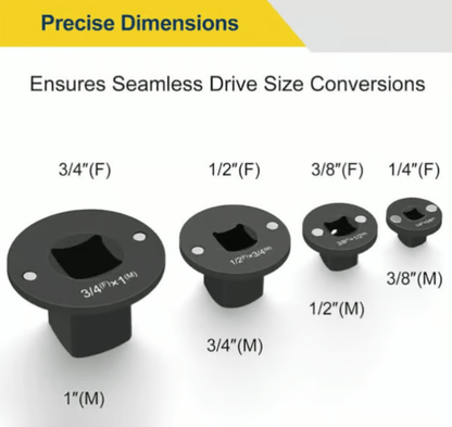 ✨2025 Low Profile Impact Socket Adapter Set – Industrial Drive Ratchet & Wrench Adapter Set for Tight Spaces, 4PC Hardware Kit: 3/4" to 1", 1/2" to 3/4", 1/2" to 3/8", 1/4" to 3/8"