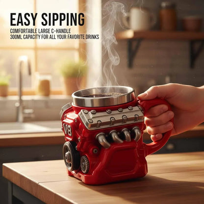 Retro Engine Coffee Mug, V8 Engines Stainless Steel Cup