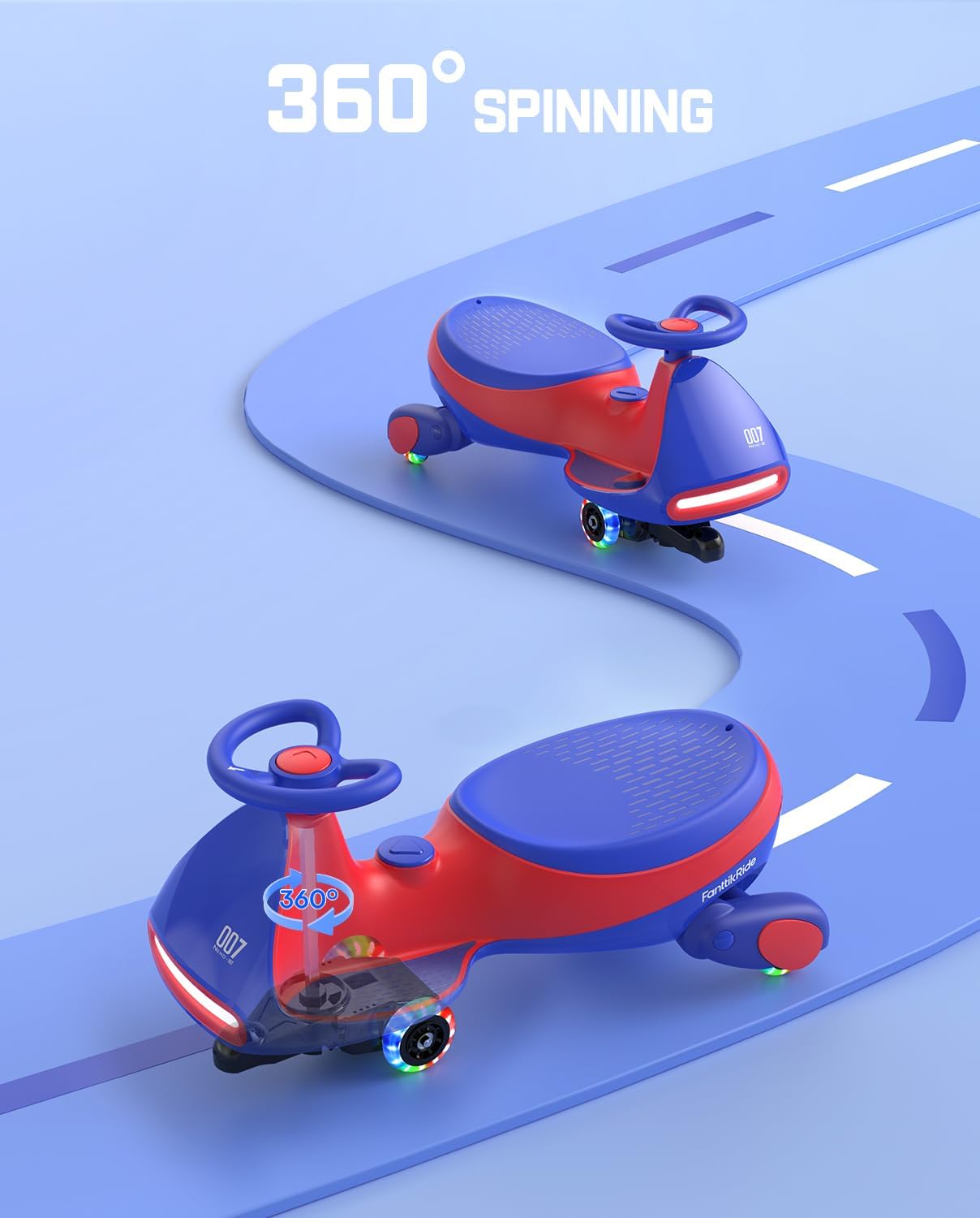 ⏰ LAST DAY 80% OFF 💥 N7 Classic Electric Wiggle Car with Pedal, Rechargeable Battery, Ride on Toys, Swing Car, 2 Speeds, Anti-Rollover, Flashing Light Wheels, Bluetooth, for Ages 3 and Up, 150 Lbs, Pink