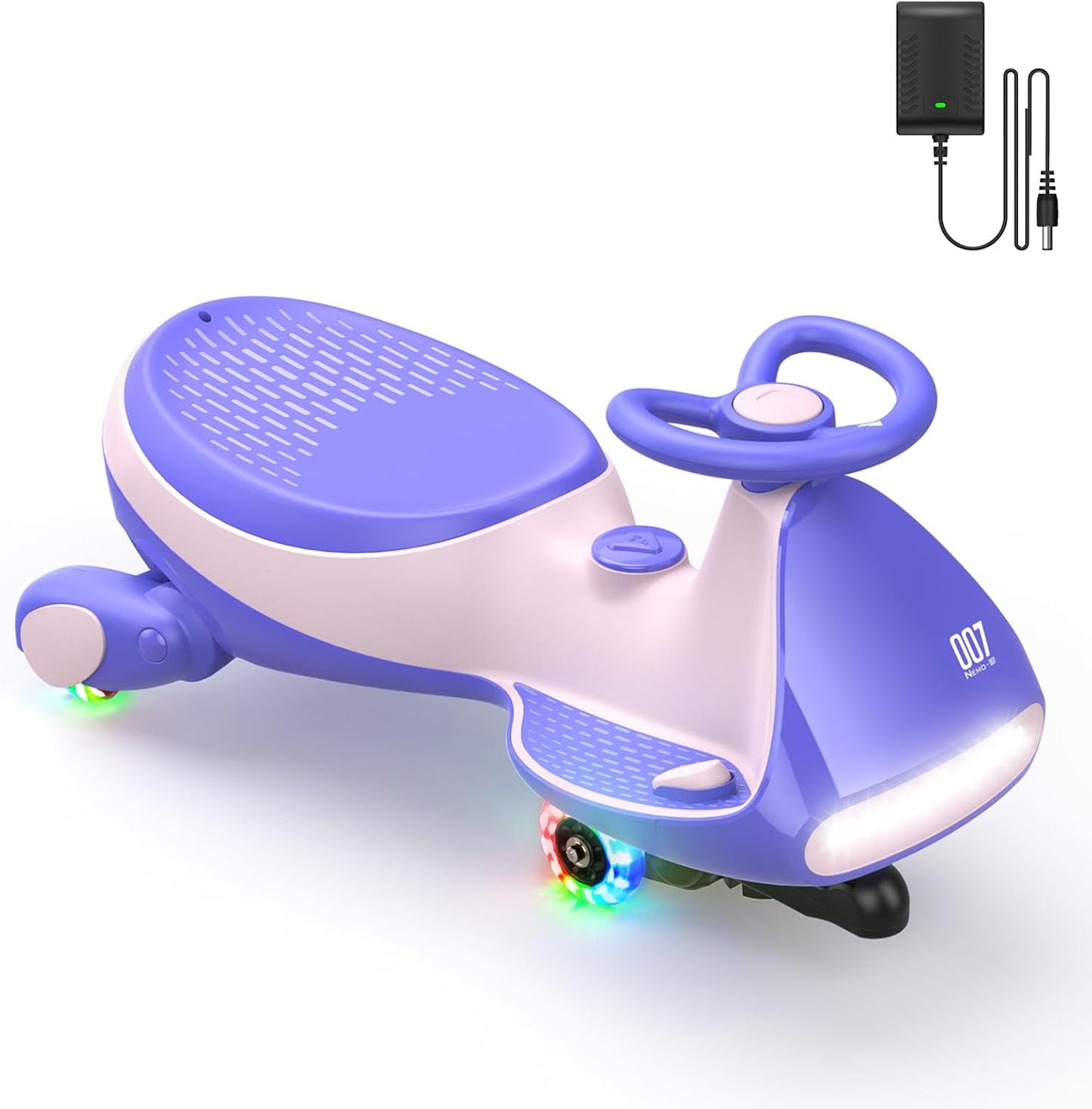 ⏰ LAST DAY 80% OFF 💥 N7 Classic Electric Wiggle Car with Pedal, Rechargeable Battery, Ride on Toys, Swing Car, 2 Speeds, Anti-Rollover, Flashing Light Wheels, Bluetooth, for Ages 3 and Up, 150 Lbs, Pink