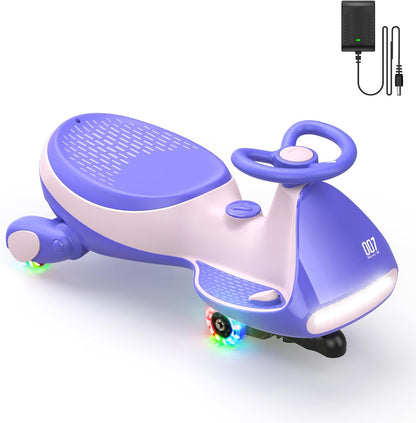 ⏰ LAST DAY 80% OFF 💥 N7 Classic Electric Wiggle Car with Pedal, Rechargeable Battery, Ride on Toys, Swing Car, 2 Speeds, Anti-Rollover, Flashing Light Wheels, Bluetooth, for Ages 3 and Up, 150 Lbs, Pink