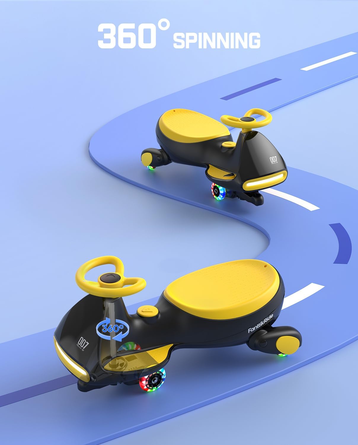 ⏰ LAST DAY 80% OFF 💥 N7 Classic Electric Wiggle Car with Pedal, Rechargeable Battery, Ride on Toys, Swing Car, 2 Speeds, Anti-Rollover, Flashing Light Wheels, Bluetooth, for Ages 3 and Up, 150 Lbs, Pink