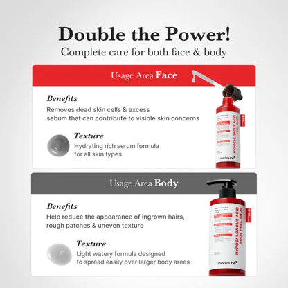 [Medicube] Hypochlorous Acid Rice Peel Shot Duo For Face & Body