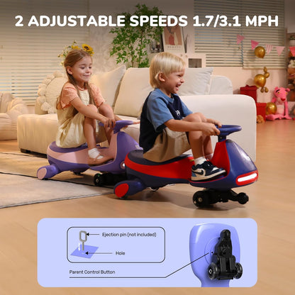 ⏰ LAST DAY 80% OFF 💥 N7 Classic Electric Wiggle Car with Pedal, Rechargeable Battery, Ride on Toys, Swing Car, 2 Speeds, Anti-Rollover, Flashing Light Wheels, Bluetooth, for Ages 3 and Up, 150 Lbs, Pink