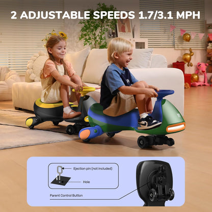⏰ LAST DAY 80% OFF 💥 N7 Classic Electric Wiggle Car with Pedal, Rechargeable Battery, Ride on Toys, Swing Car, 2 Speeds, Anti-Rollover, Flashing Light Wheels, Bluetooth, for Ages 3 and Up, 150 Lbs, Pink