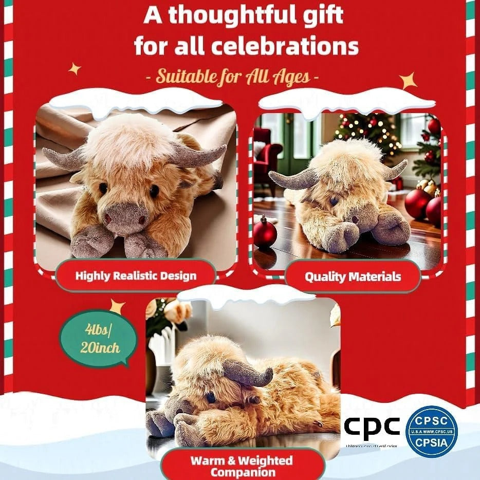 ⏰Christmas Limited Sale!!🎄90K+ SOLD! 🎁✨Cute Cartoon Highland Cow Stuffed Toy