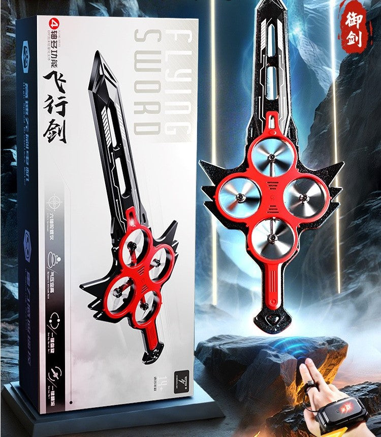 Flying Sword RC Drone Toy – Hand Controlled Light Up Sword Aircraft, Cool High-Tech Remote Control Glider for Kids & Boys