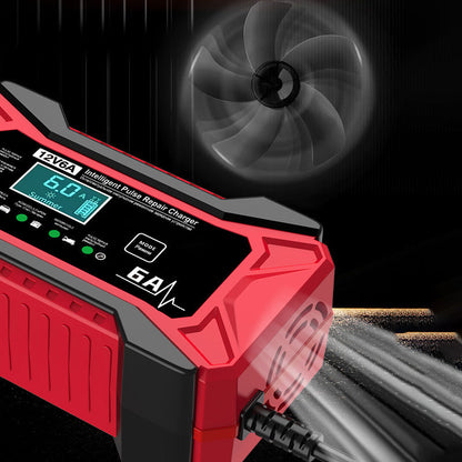 ⚡ SMART BATTERY CHARGER - Universal for Car & Motorcycle, Auto Voltage Detection, Overcharge Protection, LCD Display & Compact Design 🚗🏍️