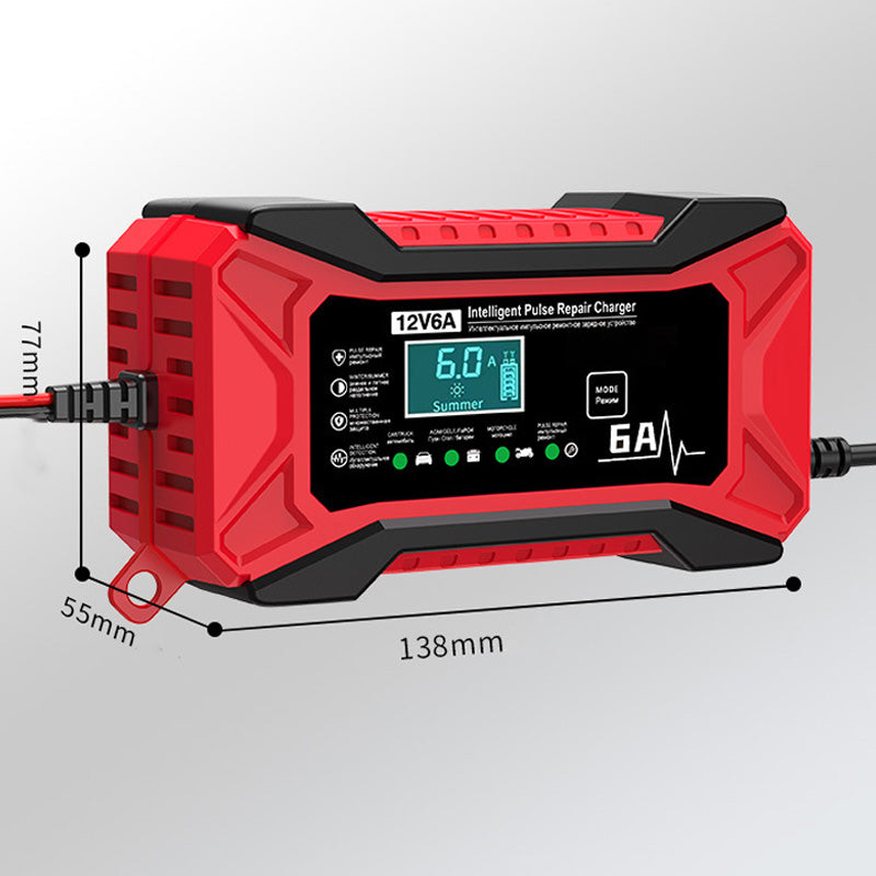 ⚡ SMART BATTERY CHARGER - Universal for Car & Motorcycle, Auto Voltage Detection, Overcharge Protection, LCD Display & Compact Design 🚗🏍️